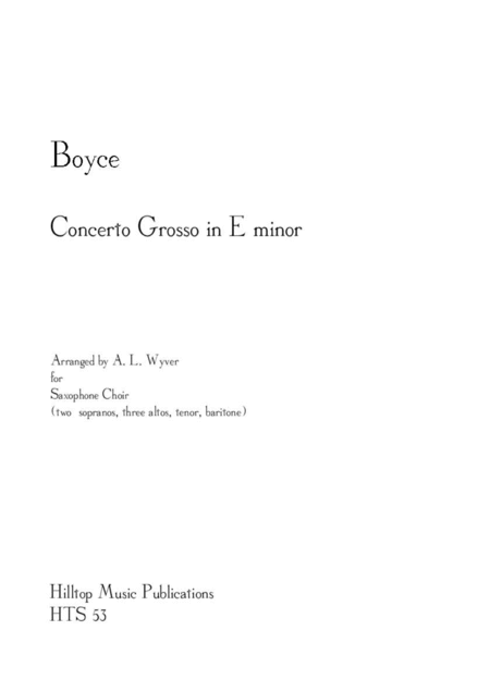 Boyce Concerto Grosso Arr Saxophone Ensemble Sheet Music