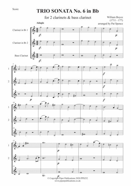 Free Sheet Music Boyce Trio Sonata N0 6 In F For 2 Clarinets Bass Clarinet
