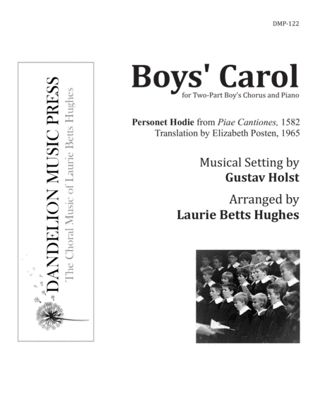 Boys Carol Personet Hodie Two Part Treble Sheet Music