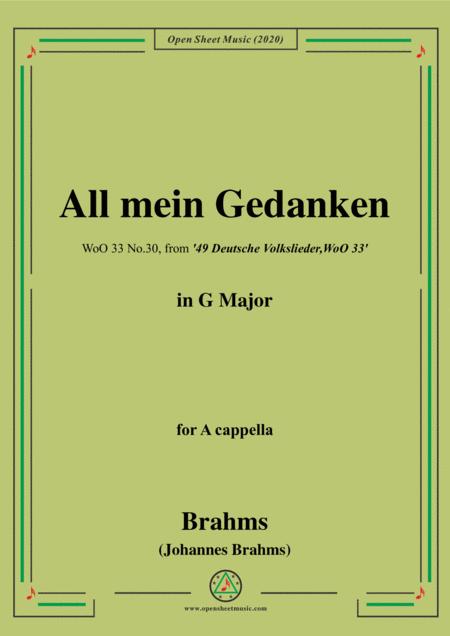 Brahms All Mein Gedanken Woo 33 No 30 In G Major For A Cappella Sheet Music