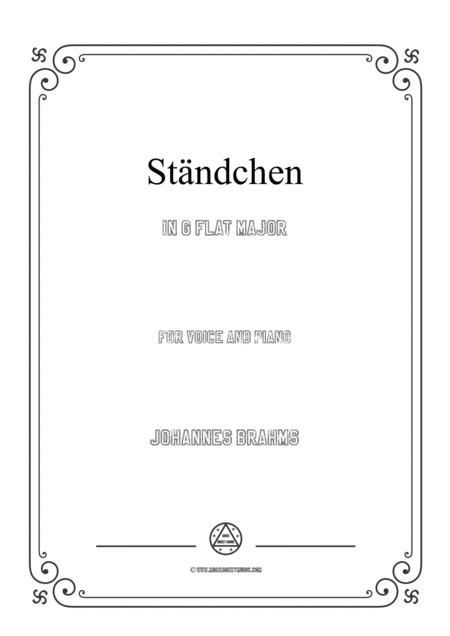 Free Sheet Music Brahms Brahms Stndchen In G Flat Major For Voice And Piano