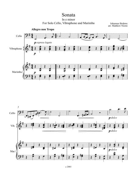 Brahms Cello Sonata In E Minor Sheet Music