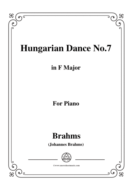 Brahms Hungarian Dance No 7 In F Major For Piano Sheet Music