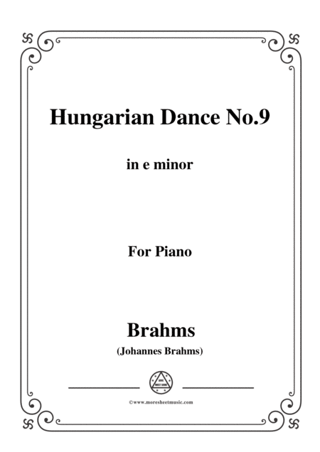 Brahms Hungarian Dance No 9 In E Minor For Piano Sheet Music