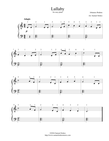 Brahms Lullaby For Easy Piano Sheet Music