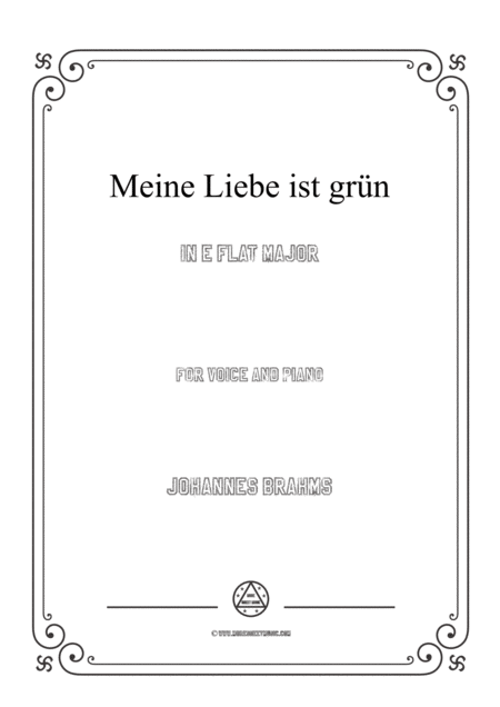 Brahms Meine Liebe Ist Grn In E Flat Major For Voice And Piano Sheet Music