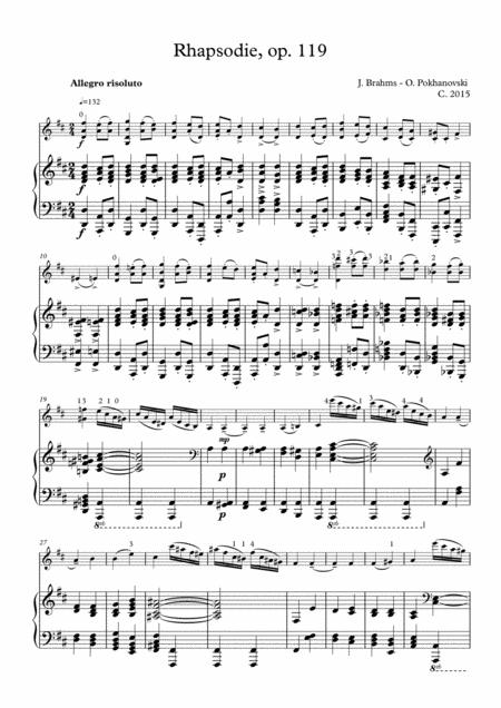 Brahms Rhapsody Op 119 For Violin And Piano Sheet Music