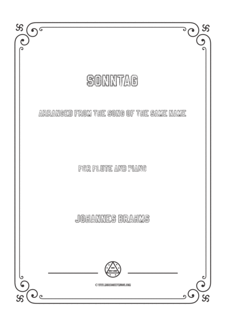 Free Sheet Music Brahms Sonntag For Flute And Piano