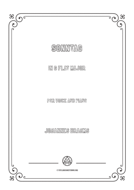 Free Sheet Music Brahms Sonntag In G Flat Major For Voice And Piano