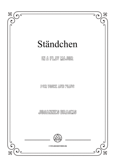 Brahms Stndchen In A Flat Major For Voice And Piano Sheet Music