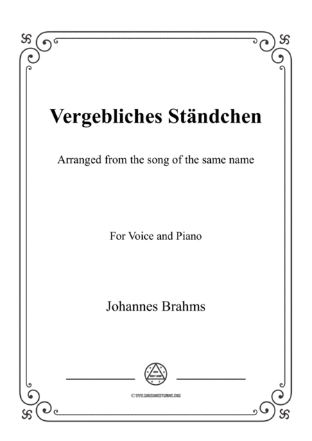 Brahms Vergebliches Stndchen For Flute And Piano Sheet Music