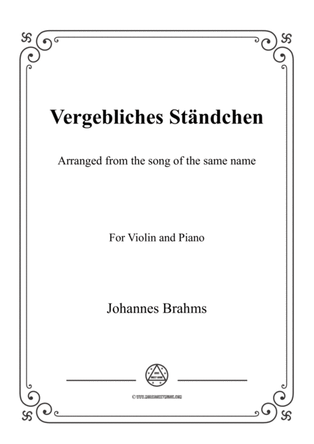 Free Sheet Music Brahms Vergebliches Stndchen For Violin And Piano