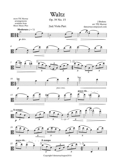 Brahms Waltz 2nd Viola Part Suzuki Bk 2 Sheet Music