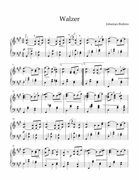 Free Sheet Music Brahms Waltz In A Flat Major Op 39 No 15