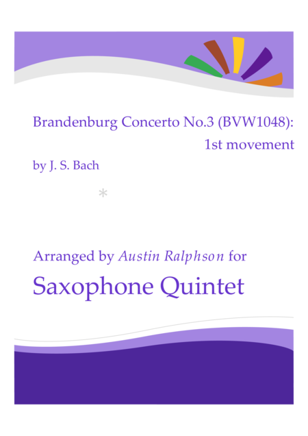 Brandenburg Concerto No 3 1st Movement Sax Quintet Sheet Music