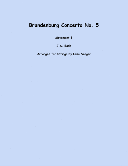 Brandenburg Concerto No 5 Mov 1 Violin Duet Sheet Music