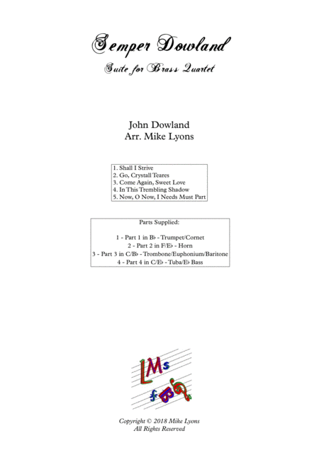 Brass Quartet Semper Dowland Sheet Music