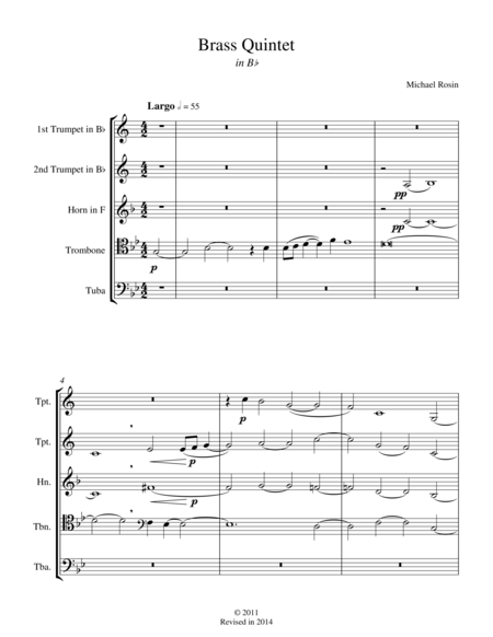 Free Sheet Music Brass Quintet In Bflat