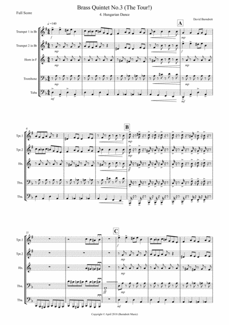 Brass Quintet No 3 The Tour Movement 4 Sheet Music