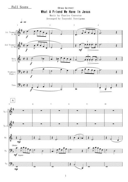 Free Sheet Music Brass Quintet What A Friend We Have In Jesus