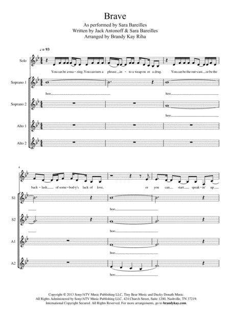 Brave Ssaa A Cappella Sheet Music