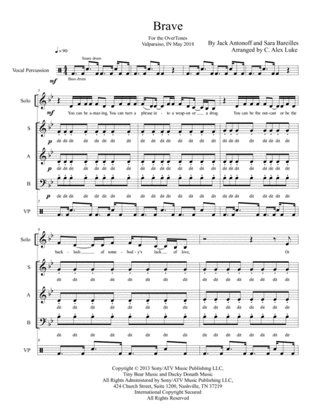 Brave Ssab A Cappella Sheet Music