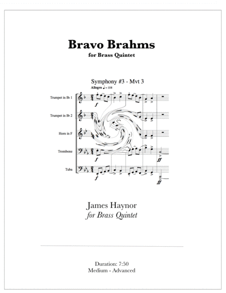 Bravo Brahms For Brass Quintet Sheet Music