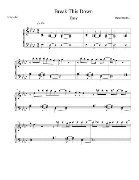 Free Sheet Music Break This Down Descendants 3 Sheet Music Easy Piano