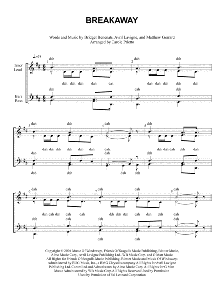 Breakaway Quartet Pricing Sheet Music