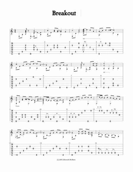 Breakout For Fingerstyle Guitar Tuned Cgdgad Sheet Music