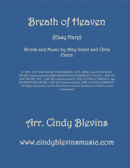 Breath Of Heaven Marys Song Arranged For Easy Harp Lever Or Pedal Harp Sheet Music