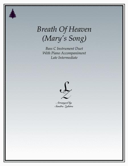 Free Sheet Music Breath Of Heaven Marys Song Bass C Instrument Duet