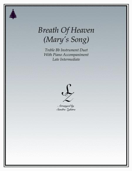 Free Sheet Music Breath Of Heaven Marys Song Treble Bb Instrument Duet