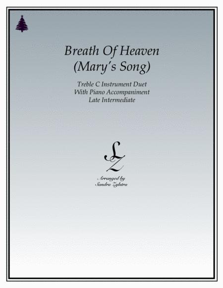 Free Sheet Music Breath Of Heaven Marys Song Treble C Instrument Duet