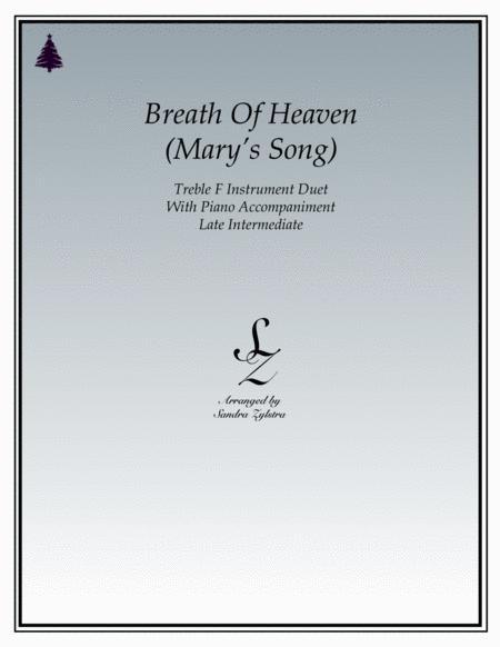 Free Sheet Music Breath Of Heaven Marys Song Treble F Instrument Duet