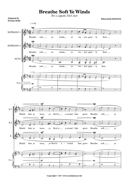 Free Sheet Music Breathe Soft Ye Winds Ssa