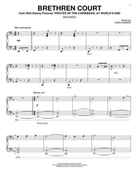 Free Sheet Music Brethren Court From Pirates Of The Caribbean At Worlds End