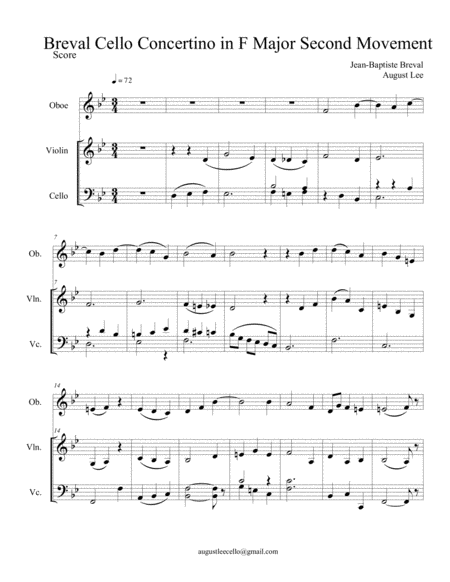 Breval Cello Concertino In F Major Second Movement Sheet Music