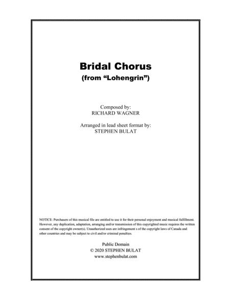 Free Sheet Music Bridal Chorus Wagner Lead Sheet Key Of E