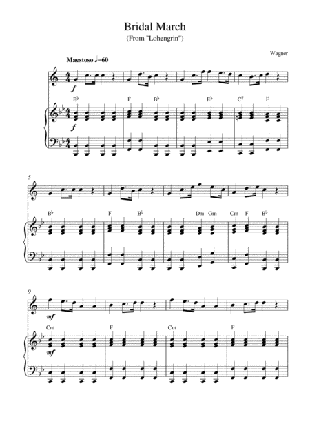 Free Sheet Music Bridal March Soprano Saxophone Solo And Piano Accompaniment