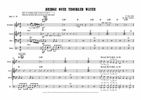 Bridge Over Troubled Water Aretha Franklin Female Vocal With Rhythm Section Key Bb Sheet Music
