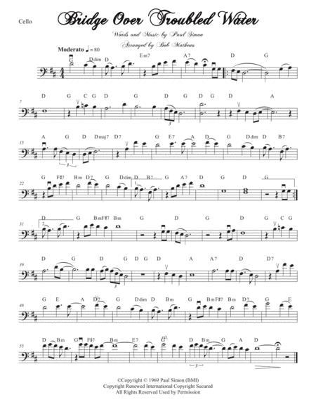 Free Sheet Music Bridge Over Troubled Water For Cello Or Bass Solo