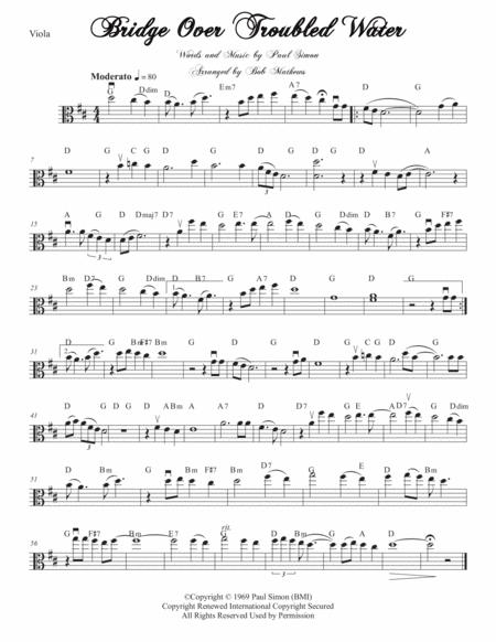 Free Sheet Music Bridge Over Troubled Water For Viola Solo