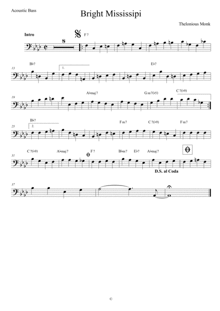 Bright Mississippi Acoustic Bass Sheet Music