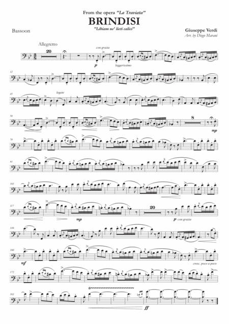 Brindisi From La Traviata For Bassoon And Piano Sheet Music