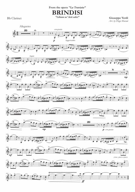 Brindisi From La Traviata For Clarinet And Piano Sheet Music