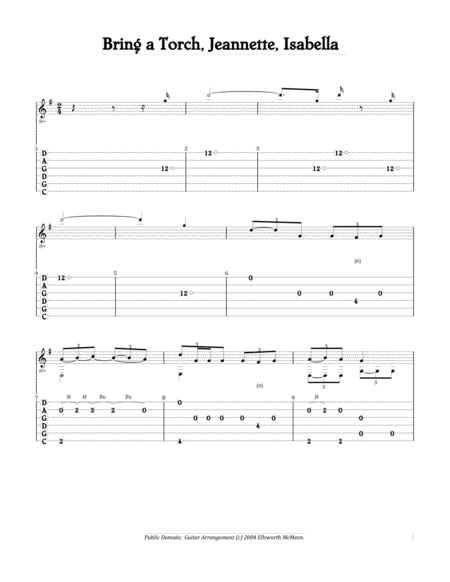 Free Sheet Music Bring A Torch Jeannette Isabella For Fingerstyle Guitar Tuned Cgdgad