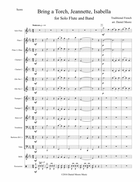 Free Sheet Music Bring A Torch Jeannette Isabella For Solo Flute And Elementary Band