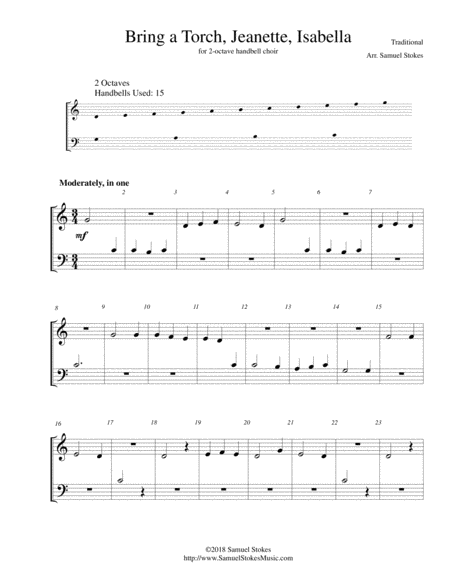 Free Sheet Music Bring A Torch Jeannette Isabella Un Flambeau For 2 Octave Handbell Choir