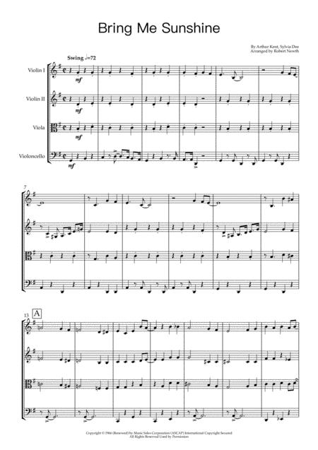 Free Sheet Music Bring Me Sunshine For String Quartet